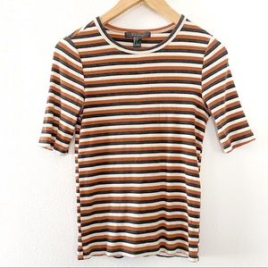 FOREVER 21 3/4 Sleeve Striped Sweater